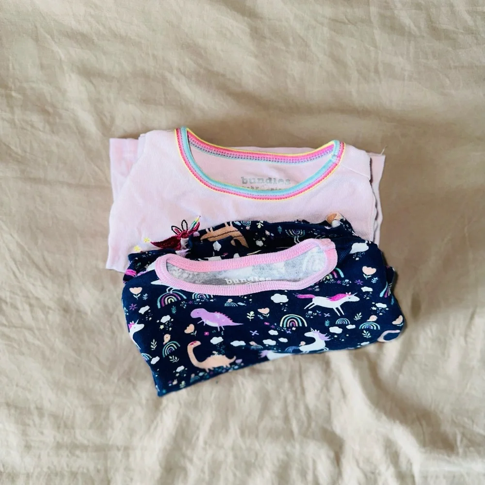 2 Pajama Sets Unicorn Girl PJ Size 3-6m Baby Girl PJ Bundlee 6 Month